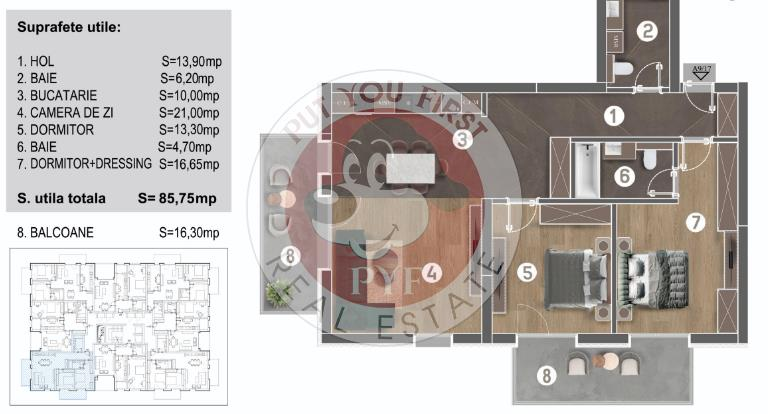 Metrou Eroii Revolutiei | Apartament 3 camere | 102 mp | semidecomandat | B10987